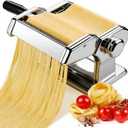 Pasta Maker Machine, Manual Pasta Maker with 9 Adjustable Thickness Settings, Stainless Steel Noodles Maker with Rollers and Cutter for Pasta, Spaghetti, Fettuccini, Lasagna