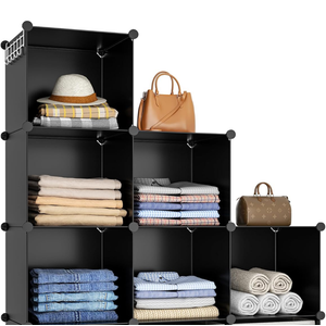 HOMIDEC Closet Organizers and Storage, 7 Cube Storage Organizer, Portable Closet Organization Clothes Shelves for Kids, Closet, Bedroom, Bathroom, Office, Black