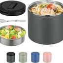 Thermo for Hot Food, Soup Thermo for Adults 40oz Lunch Containers Wide Mouth, Insulated Food Container Leak Proof Vacuum Stainless Steel With Carry Handle and Spoon BPA Free (Gray)