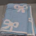 Bow Blanket Blue Bows Soft Throw Blanket Reversible Premium Cozy Fabric for Best Comfort - for Infant,Toddler,Newborn,Nursery,Girl,Throw,Crib,Stroller,Gift (Blue Bows, 30x40 in)