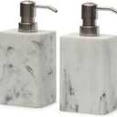 Soap Dispenser 2 Pack, 15 Oz Soap Dispenser with Brushed Nickel Pump.Refillable Hand Soap Dispenser for Bathroom Countertop & Kitchen Home Decor-White