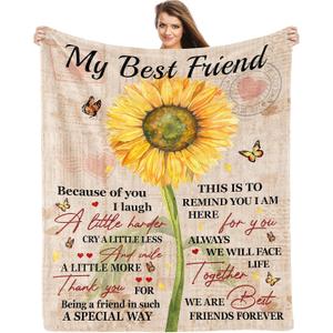 Kesidilo Best Friend Blankets for Women, BFF Gifts, Friendship Gifts, Yellow Floral 60"x80" Throw Blanket