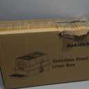 Stainless Steel Litter Box with Lid Large Enclosed High Sided Covered Metal Steel Cat Litter Box with Steps Scoop, Easy Cleaning, Odor Control, Front Entry Top Exit (Dark Grey)