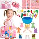 13-Page Baby Busy Book for Toddlers 1-3, Montessori Busy Board Toys for Toddlers 2 3 4 Year Old Boys & Girls, Educational Activities to Learn Fine Motor Skills, Portable Travel Toys for Airplane & Car