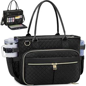 FIORETTO Teacher Tote Bag for Women with Laptop Compartment, Large Cup Holder, Zip Closure, Ideal for Work, Bible, Nurse