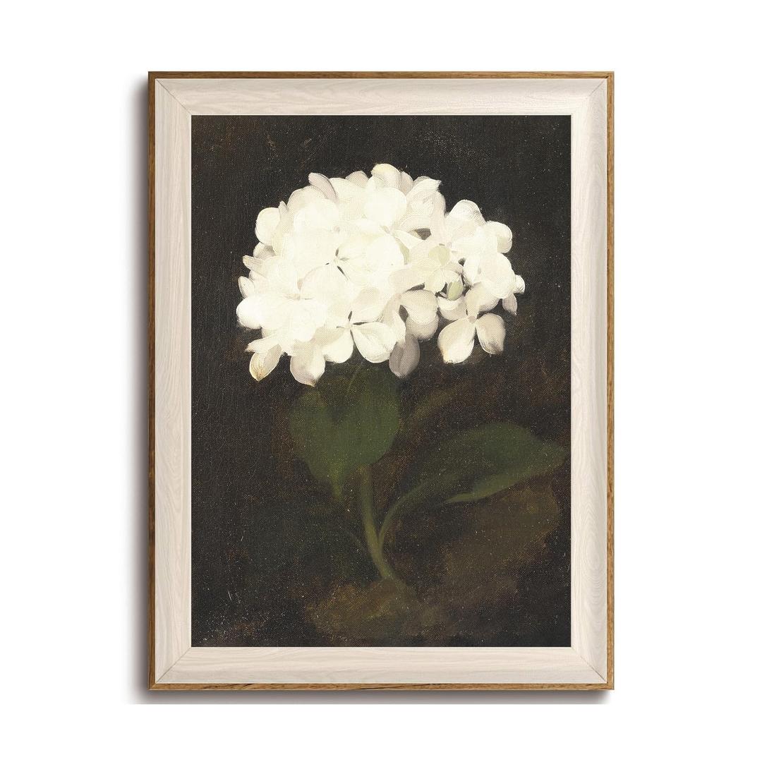 KISSFOX Framed Wall Art Vintage Wall Decor Hydrangea Canvas Art Flowers Pictures Botanical Paintings Dark Moody Artwork For Living Room Bedroom Bathroom Kitchen 24x16