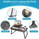 CloudTrip Laptop Desk for Bed or Couch, Lap Desk, Woking in Bed Desk, Home Office Desks, Breakfast Tray, Desk with Cup Holder, Watching Movies in Bed, Laptop Stand for Bed, Fordable Legs Desk (Black)