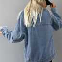 SHEWIN Womens Denim Jacket Casual Long Sleeve Drop Shoulder Button Front Jean Jacket Coat With Pockets (Blue, XXL)