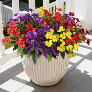 Hommyea Artificial Fake Flowers for Outdoor, 6 Bundles UV Resistant Faux Plants Decoration Silk Flowers No Fade Plastic Flowers for Outside Planters Home Porch Patio Yard Garden Decor