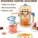 Tiny Land Kids Coffee Maker Wooden Kitchen Toys - 17Pcs Toy Coffee Maker Playset - Wooden Play Toys, Play Kitchen Accessories for Girls & Boys