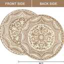 Capslpad 6x6 Floral Outdoor Rug for Patio Clearance Reversible Mat Round Portable Plastic Straw Carpet Waterproof Boho Indoor Outside Area Rugs for RV Camping Picnic Balcony Beach Deck, Light Beige