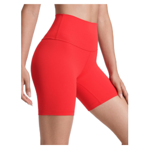 CRZ YOGA ButterLuxe Biker Shorts 6" - High Waisted Workout Running Volleyball Spandex Yoga Womens, Red, Size S