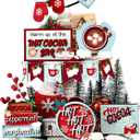 Kajaia 15 Pcs Winter Tiered Tray Decor Christmas Tiered Tray Decorations Set Snowman Snowflake Gingerbread Man Hot Cocoa Wooden Signs Farmhouse Winter Table Decorations(Hot Cocoa)