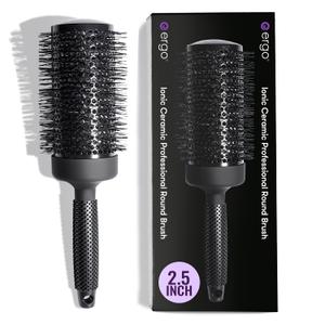 ERGO Ceramic Ionic Round Brush for Blow Out - Salon Quality Hair Brushes for Women - Roller Brush for Blow Drying, Wet and Dry Hair Styling, Volumizing Hair Care - ER65: 2.5"