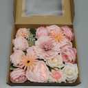 Roses Artificial Flowers Combo Pink Flower Bouquets Box with Stems for DIY Bridal Wedding Bouquets, Baby Shower Decorations, Fake Floral Arrangements, Table Centerpieces, Home Decor Indoor