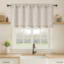 OVZME Valance for Windows, Light Filtering Faux Linen Textured Small Cafe Valances for Windows, Dual Rod Pocket Farmhouse Short Curtain for Bathroom Basement, 60Wx24L inch, 1 Piece, Linen Color