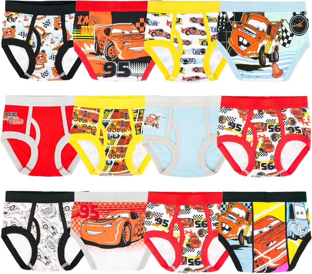 Disney Boys' Pixar Cars Exclusive 12pk Unboxing of Briefs for Potty Training Fun With Success Chart & Stickers 2/3t-5t