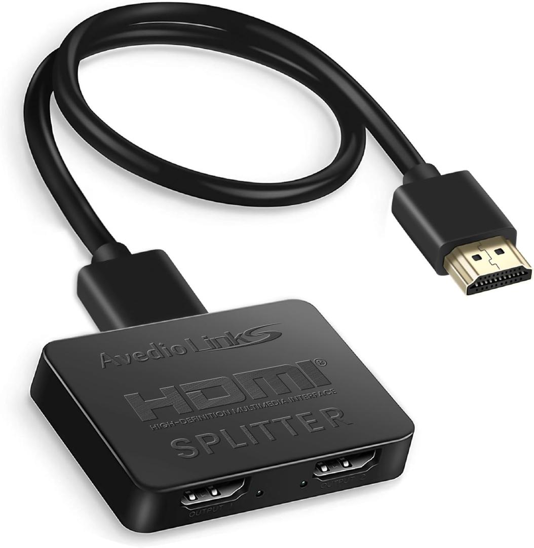 avedio links HDMI Splitter 1 in 2 Out [w/ 4 Ft Hdmi Cable]Not for Extended Display-Mirror Same Screen Only, 4K 1x2 HDMI Splitter 1 to 2 for 3D 1080P@60Hz, Copy 1 Source to 2 Displays at The Same Time