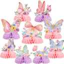 SUNBEAUTY 9 PCS Butterfly Centerpieces for Tables Butterfly Birthday Party Decorations Spring Wildflower Honeycomb Table Centerpiece for Girl Birthday Garden Baby Shower Decorations