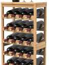 6 Tier Wine Rack Freestanding Floor, 24-Bottle Bamboo Wine Storage Shelf Display Rack with Table Top for Kitchen Bar Cellar