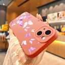 2 x Compatible with iPhone 15 Phone Case, Fashion Flower Pattern Design Girls Women Liquid Silicone Cover, Slim Shockproof and Scratch-Resistant Soft Case for iPhone 15 - Butterfly Pink