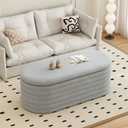 Storage Ottoman Bench 40 inch Upholstered Chenille Fabric Storage Bench for Bedroom End of Bed Stool Aesthetic Large Storag Ottoman for Living Room Entryway,Light Grey, 40"D x 17"W x 16"H