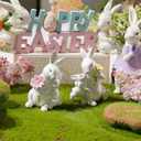 Braxio Easter Bunny Family Figurine Decoration - Bunny Collectible Figurines for Easter Decoration/Spring/Wedding Set of 2