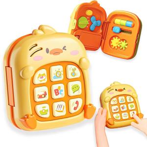 COUOMOXA Duck Baby Music Toy for Toddler: 1-3 Years Old Kids Sensory Busy Board - Montessori Early Educational Toy for 9-12-18 Month Age Travel Game - Christmas Birthday Gift for Boys Girls