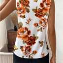 WDIRARA Women's Floral Print V Neck Sleeveless Blouse Summer Casual Tank Top (Multicolor)