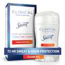 Secret Clinical Strength Antiperspirant Deodorant for Women, Stress Response, 3X Stress Protection, 72hr Sweat & Odor Protection, PH Balancing Minerals, Clear Gel, 1.6 oz