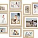Povrgive Picture Frames, Made of Real Glass and Wooden Frame, Gallery Photo Frames Set of 10 for Collage Wall Decor, Multi Sizes Including 8x10, 5x7, 4x6 for Mounting or Tabletop Display, Wood