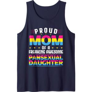 Proud Mom of an awesome pansexual daughter Pan Pride LGBT Tank Top, Size: XL