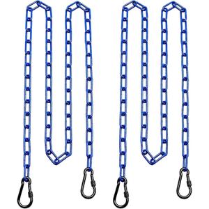 2 Swing Chains Heavy Duty (63") Fully Plastic Coated with 4 Free Quick Links Anti-Rust Iron Link Chains for Playground Kids Tree Swing Seat Accessories and Replacement (Blue)