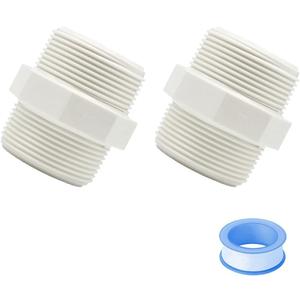 2PCS 1-1/2" PVC Pipe Fittings Nipple G1-1/2 X G1-1/2 Male to Male Thread Coupling Adapter Connector HE023-1-1/2