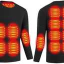 Men Electric Heated Underwear Tops 16 Zone USB Heating Thermal Shirt for Outdoor Cold Weather (3X-Large, Black)