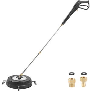 Commercial Grade Pressure Washer Surface Cleaner for Gas Power Washer, Anti-Rust Coating, Stainless Steel Rotating System, 4 Spray Nozzles, Pressure Washer Gun & 2 Extension Wands - 5000 PSI