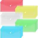 PetsHome Plastic Envelopes 20 Pack Clear Poly Envelopes File Folders, 9.96 x 5.12 inch Bill Bags for Office, School-5 Colors