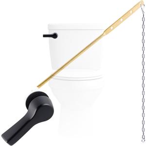 Black Metal Toilet Handle Lever Flush Replacement, Universal Front Mount Toilet Handle Compatible with American Standard/Mansfield/Gerber with Stainless Steel Flapper Chains, Toilet Repair Kit