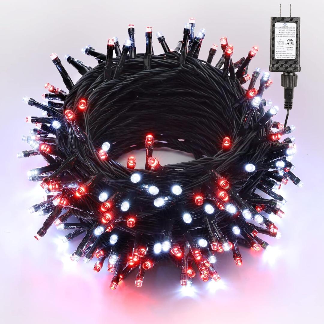 Brizled Red & White String Lights, 78.74ft 240 LED Christmas Lights Connectable, Outdoor Mini Christmas Light String 8 Modes Twinkle Xmas Light with Timer for Indoor Xmas Tree Valentine's Day Party