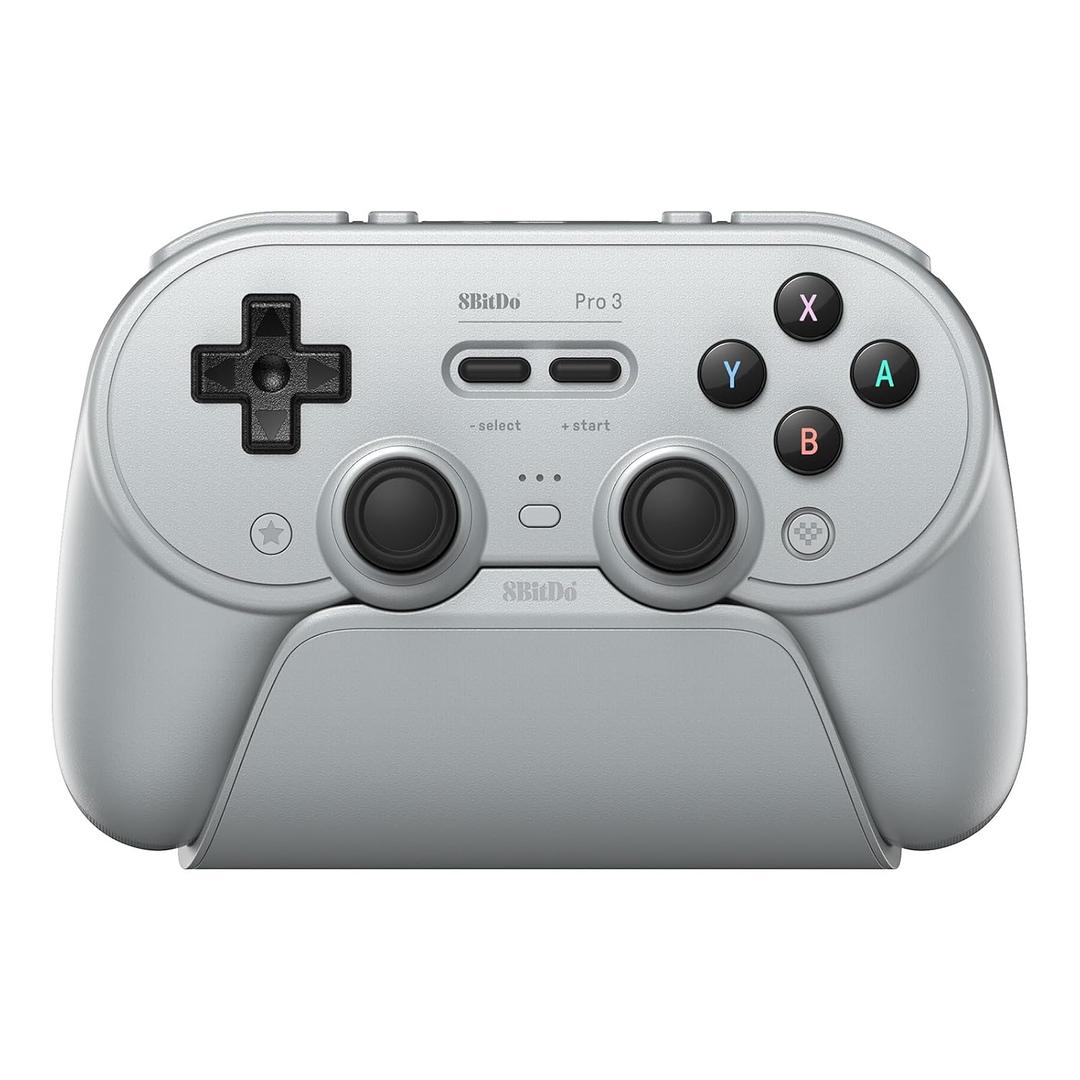 8BitDo Pro 3 Bluetooth Controller for Switch/Switch 2 TMR Joysticks, Swappable ABXY Buttons, Pro Back Buttons, Charging Dock, Hall Effect Triggers, for Windows, Apple, SteamOS, Android - Gray