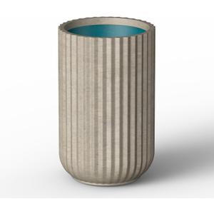 Kante Tall Fulted Planter, 21.7 Inch Tall Round Concrete Plant Pots with Drainage Hole and Rubber Plug, Modern Decor for Indoor Outdoor Plants, Flower, Weathered Finish with Forest Green Interior, Size: 14"Dia x 21.7" H