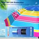 Fisqueen 8FT Large Beach Umbrella with Wind Resistance Sand Anchor Sand Bag, Portable Outdoor Umbrella with UPF50+ UV Protection, Tilt Sun Shelter for Beach, Patio, Yard