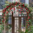 2 Pack (16FT) Artificial Rose Vine Fake Flowers Garland Hanging Silk Rose Ivy Plants Vine for Mother's Day Wedding Arch Party Garden Wall Aesthetic Art Dcor (Red)