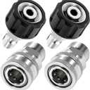 Tool Daily Pressure Washer Adapter Set, Quick Connect Kit, M22 14mm to M22 Metric Fitting, Stainless Steel, 5000 PSI, 4 Pcs