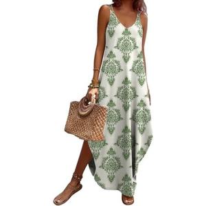 Zeagoo Women's Casual Sundress Summer Maxi Sleeveless V Neck Split Boho Beach Dress Travel Vacation Dress with Pockets XL