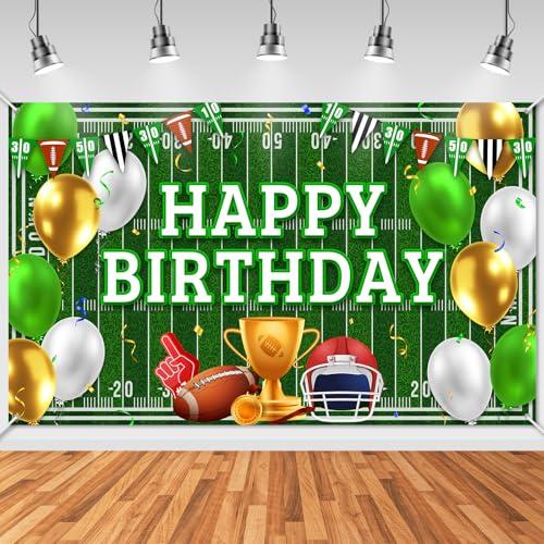 Avezano Football Happy Birthday Banner Football Happy Birthday Backdrop Party Decorations Touchdown Sports Game Party Banner Decor for Boys Kids Teens Game Day (6x3.6ft)