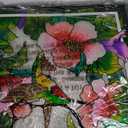 Stained Glass Window Hanging, Hand-Painted Suncatcher with Chain, Sunflower Butterfly and Hummingbird Hibiscus, Round, 7 Inch, Nature Theme, Home Decor Gift (Hummingbird)