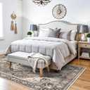 Washable 4x8 Hallway Runner Rug: Low Pile Soft Kitchen Rugs Wide Vintage Stain Resistant Carpet with Non-Slip Rubber Backing Thin Indoor Entryway Floor Decor Mat for Living Room Bedroom (Beige,4x8)