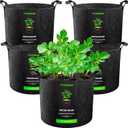 VIVOSUN 5-Pack 5 Gallon Grow Bags Heavy Duty 300G Thickened Nonwoven Plant Fabric Pots with Handles (5 Gallons, Black)