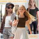 3 Pack Girls Ribbed Crop Tops | 5-14Y, Knit, Square Neck, Short Sleeve, Kids, Breathable, Summer, Lightweight, Stretchy, Comfortable, School, Daily Wear
